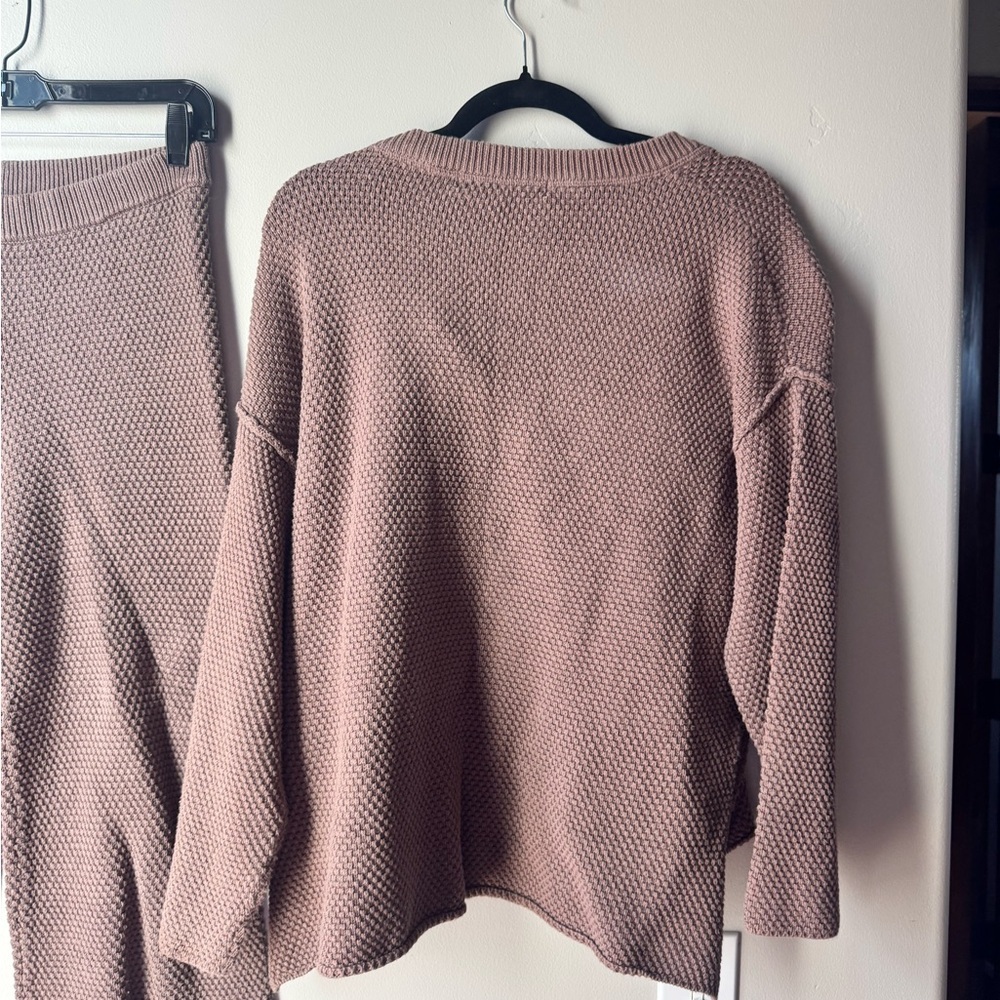 Free Peopl Hailee Sweater Set Waffle Knit  XS Cozy Henley Wide Leg Pant Beach - Picture 11 of 11